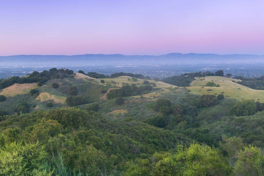 Aerial photo of the natural landscape of Cupertino, CA
