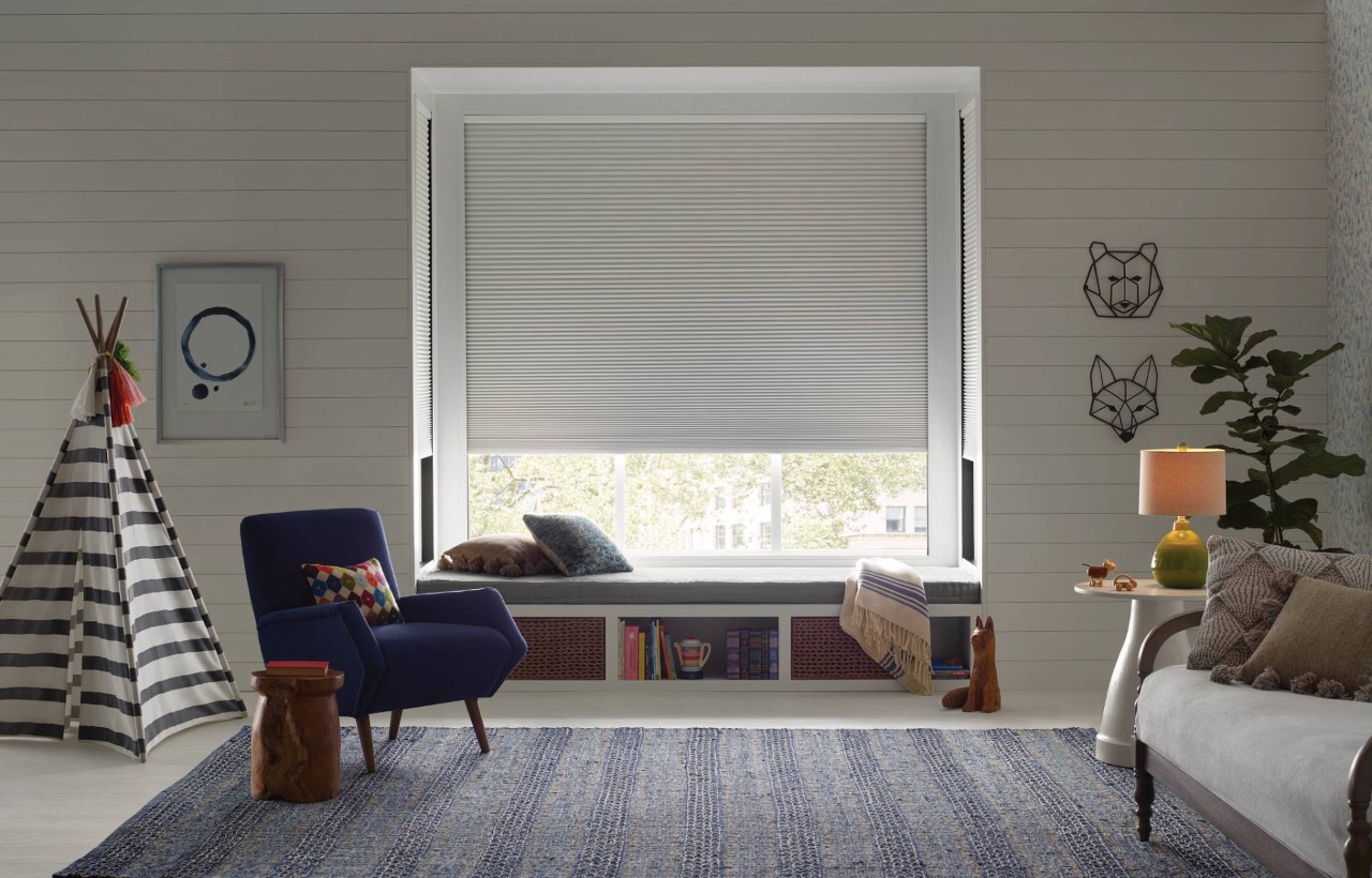 Hunter Douglas Duette® Cellular Shades decorating the window of a child’s bedroom near Campbell, CA