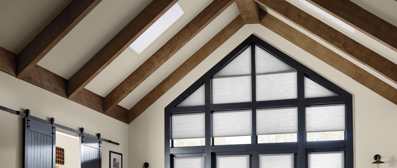 angled ceiling with skylight 